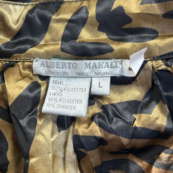 Alberto Makali Womens Black Animal Print Lining Trench Coat Jacket Large Pockets - Picture 3 of 9